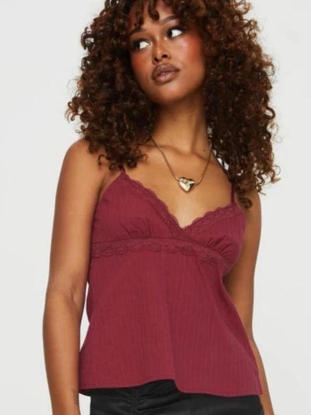 Princess Polly Lunya burgundy lace cami top in a US 0